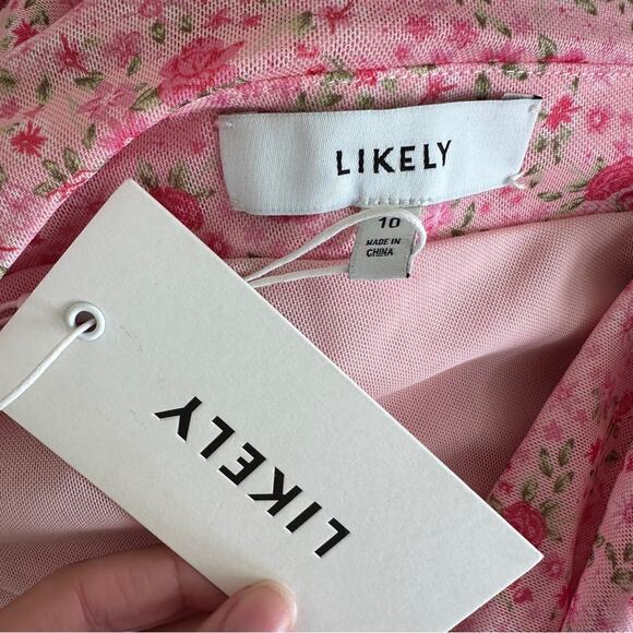 NWT Likely Tash Roseshadow Floral Pink One Shoulder Dress 10 - Picture 4 of 7